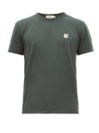 Matchesfashion.com Maison Kitsun - Fox Appliqu Cotton Jersey T Shirt - Mens - Green
