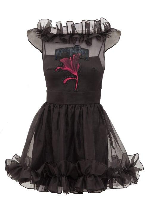 Matchesfashion.com Christopher Kane - Anthomania Ruffled Silk-organza Mini Dress - Womens - Black