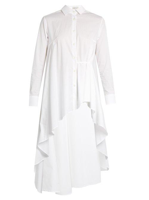 Matchesfashion.com Palmer//harding - Extended Waterfall Hem Cotton Poplin Shirt - Womens - White