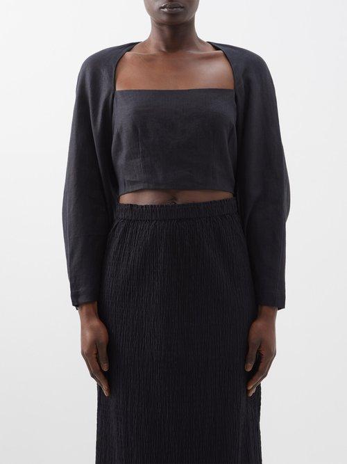 Mara Hoffman - Julia Square-neck Hemp Cropped Top - Womens - Black