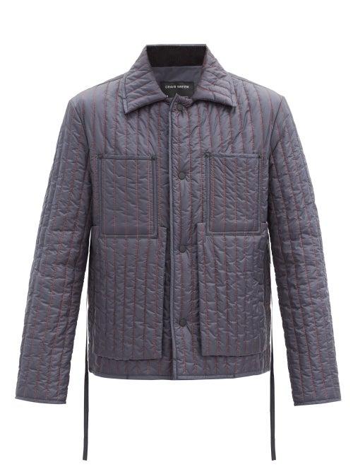 Matchesfashion.com Craig Green - Topstitched Quilted Nylon Jacket - Mens - Navy