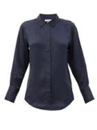 Matchesfashion.com Frame - Silk Crepe De Chine Shirt - Womens - Navy