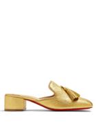 Christian Louboutin Barry Tassel-embellished Grained-leather Mules
