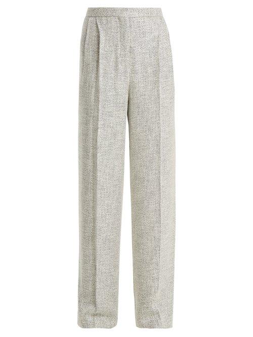 Matchesfashion.com The Row - Hester High Rise Wide Leg Trousers - Womens - Grey Multi