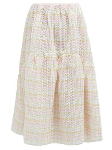 Matchesfashion.com Cecilie Bahnsen - Rosemary High Rise Fil Coup Midi Skirt - Womens - Light Pink