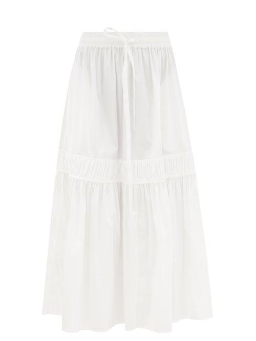 Lee Mathews - Elsie Smocked Long Skirt - Womens - White