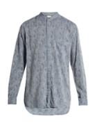 Paul Smith Collarless Floral-jacquard Shirt