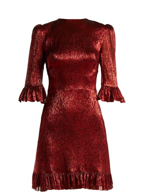 Matchesfashion.com The Vampire's Wife - Festival Ruffle Trimmed Silk Blend Lam Mini Dress - Womens - Red