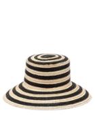 Matchesfashion.com Max Mara - Stripe Straw Bucket Hat - Womens - Black White