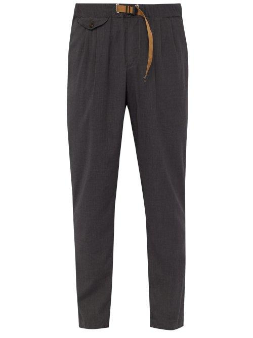 Matchesfashion.com White Sand - Tokyo Belted Crepe Trousers - Mens - Grey
