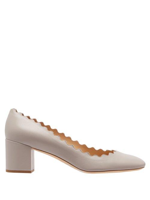 Matchesfashion.com Chlo - Lauren Scallop Edge Leather Pumps - Womens - Grey