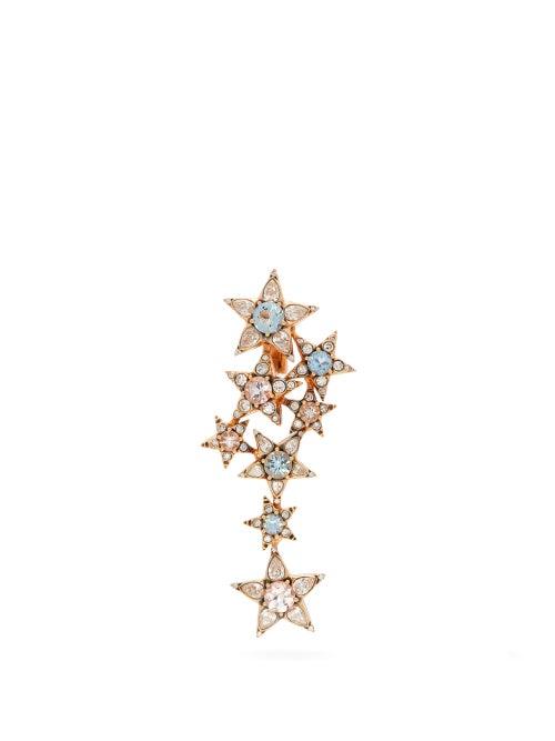 Matchesfashion.com Selim Mouzannar - Istanbul Diamond & Aquamarine Single Earring - Womens - Gold