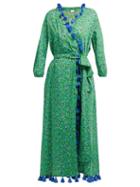 Matchesfashion.com Rhode - Lena Tasselled Floral Print Wrap Dress - Womens - Green Print