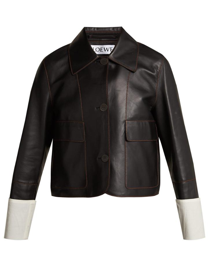 Loewe Contrast-cuff Nappa Leather Jacket