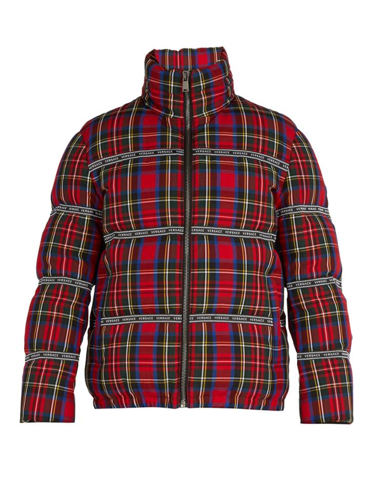 Versace Tartan Quilted-down Coat