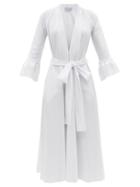 Matchesfashion.com Luisa Beccaria - Belted Striped Cotton-blend Midi Dress - Womens - White