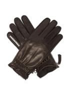 Dsquared2 - Logo-print Fur-lined Leather Gloves - Mens - Black