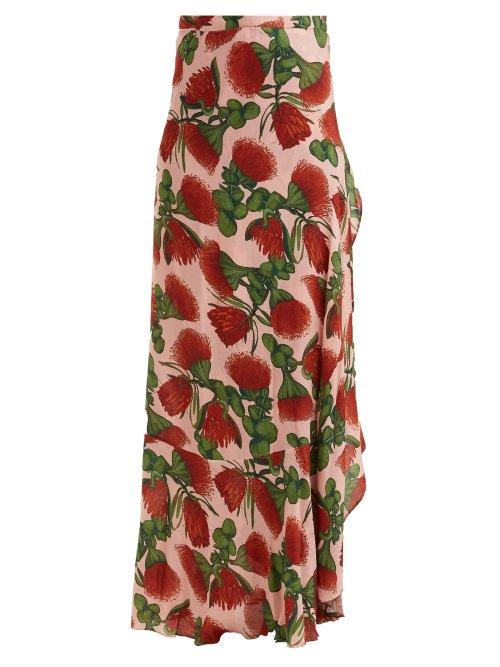 Matchesfashion.com Adriana Degreas - Fiore Pareo Floral Printed Wrap Skirt - Womens - Pink Print
