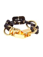 Diane Von Furstenberg Wood-grained Resin And Gold-plated Bracelet