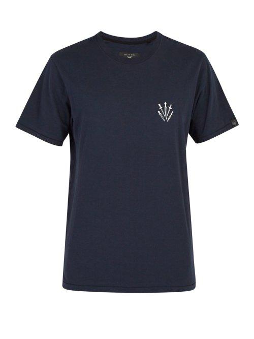 Matchesfashion.com Rag & Bone - Dagger Print Cotton T Shirt - Mens - Navy