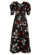 Isa Arfen Wow Obliterated Blossom-print Ruched Cotton Dress