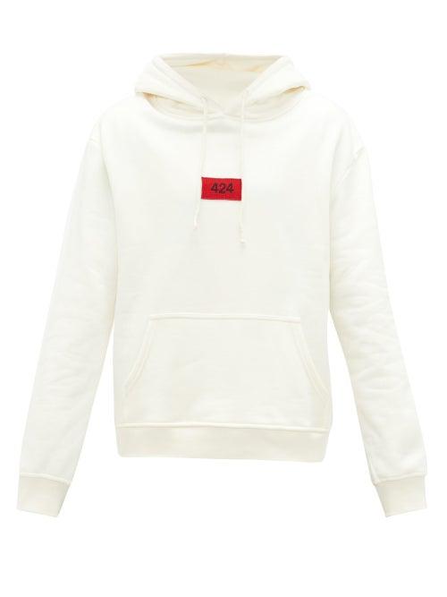 Matchesfashion.com 424 - Hooded Logo-patch Cotton-jersey Sweatshirt - Mens - Off White