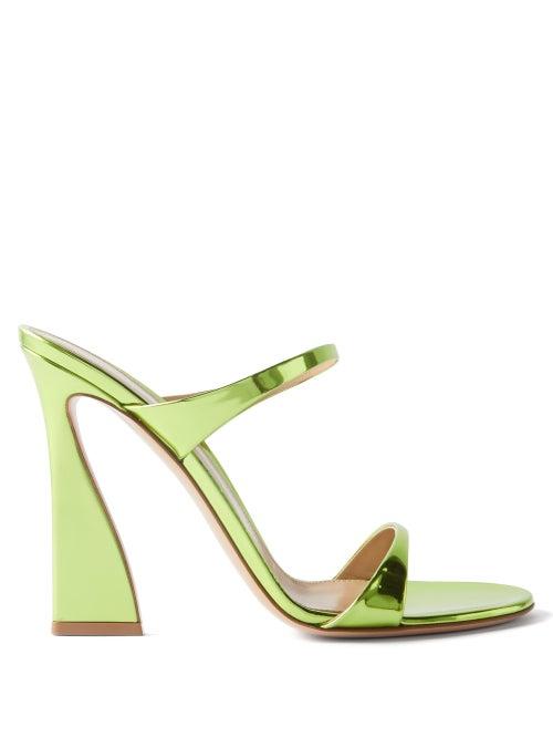 Gianvito Rossi - Aura Metallic-leather Mules - Womens - Green