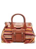 Chlo - Edith Leather-trim Striped Cashmere Bag - Womens - Multi