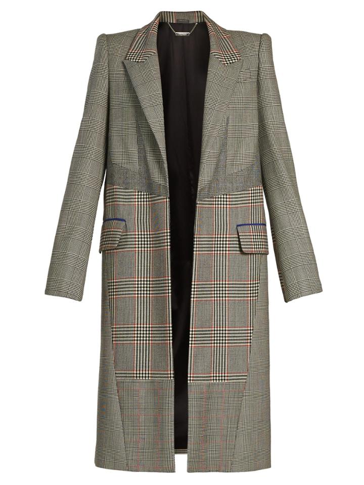 Alexander Mcqueen Patchwork-checked Padded-shoulder Coat