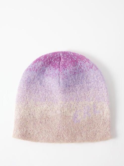 Erl - Logo-intarsia Gradient Mohair-blend Beanie Hat - Mens - Purple Multi