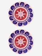 Emporio Sirenuse - Set Of Two Swirl Sun Painted Ceramic Plates - Pink Red