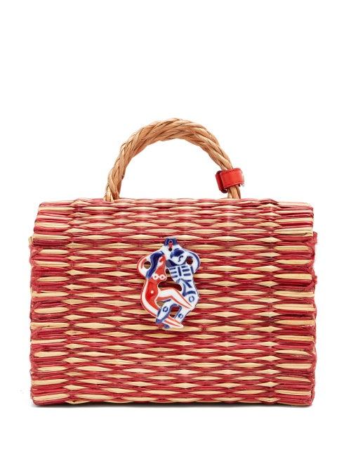 Matchesfashion.com Heimat Atlantica - Amor Medium Woven-reed Basket Bag - Womens - Red Multi