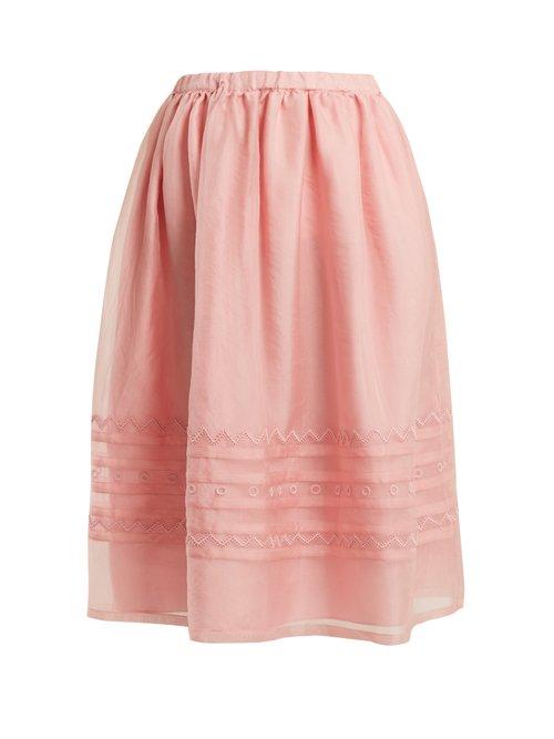 Matchesfashion.com Jupe By Jackie - Griggs Embroidered Silk Organza Midi Skirt - Womens - Light Pink