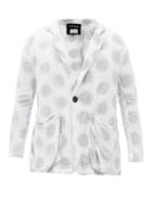 Matchesfashion.com Edward Cuming - X Pattern Chineso Polka-dot Cotton-gauze Blazer - Mens - Grey White