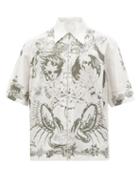 Mens Rtw Givenchy - Short-sleeved Tattoo-print Cotton-poplin Shirt - Mens - White