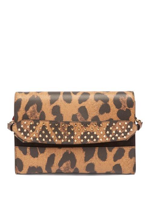 Matchesfashion.com Christian Louboutin - Loubiblues Leopard Print Leather Clutch Bag - Womens - Leopard