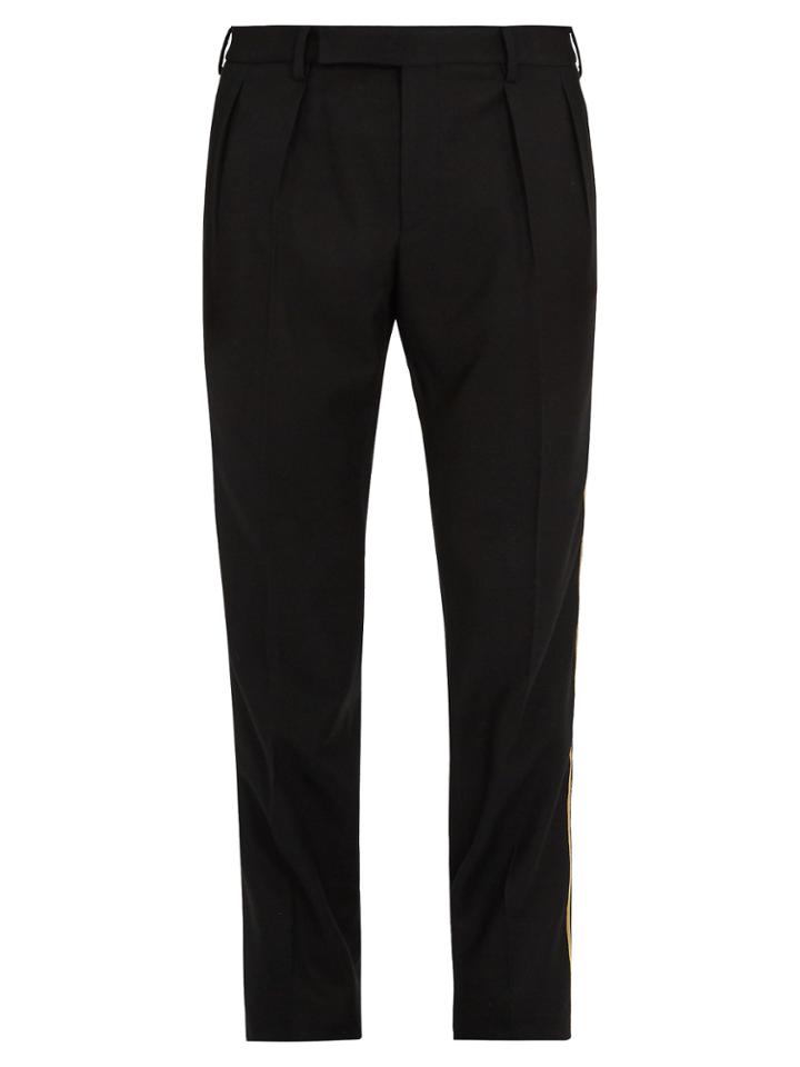 Saint Laurent Sim-leg Side-trimmed Wool Tuxedo Trousers