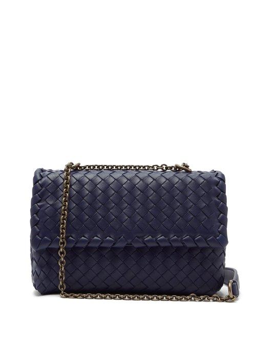 Matchesfashion.com Bottega Veneta - Baby Olimpia Intrecciato Leather Shoulder Bag - Womens - Navy