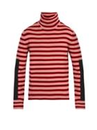 Matchesfashion.com 3 Moncler Grenoble - Logo Embroidered Roll Neck Wool Blend Sweater - Mens - Blue Stripe