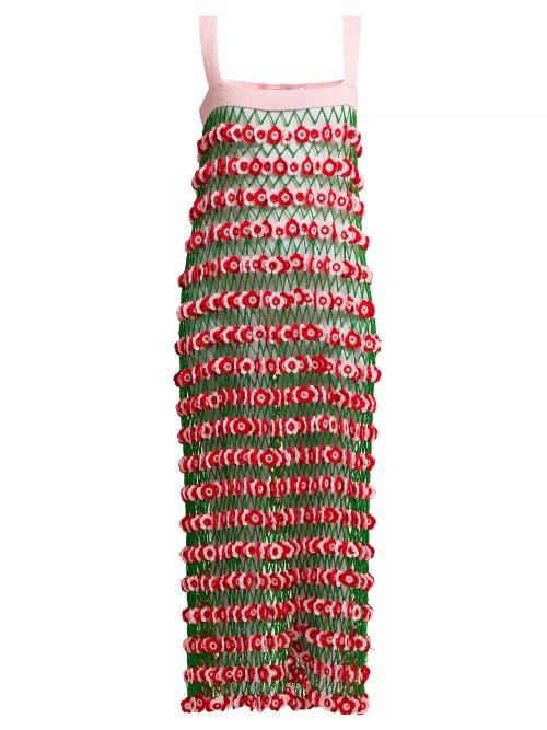 Matchesfashion.com My Beachy Side - Flower Power Crochet Knit Midi Dress - Womens - Pink Multi