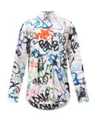 Matchesfashion.com Vetements - Graffiti-print Cotton-poplin Shirt - Mens - White Multi