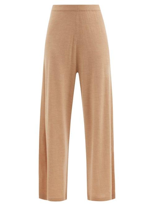 Matchesfashion.com Allude - High-rise Wool Wide-leg Trousers - Womens - Camel