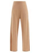 Matchesfashion.com Allude - High-rise Wool Wide-leg Trousers - Womens - Camel