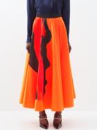 Roksanda - Tamarine Printed-taffeta Midi Skirt - Womens - Orange Print