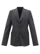 Lemaire - Oversized Micro-check Wool Blazer - Womens - Dark Grey