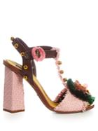 Dolce & Gabbana Embellished Raffia Block-heel Sandals