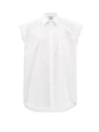 Vetements - Raw-edge Sleeveless Cotton-poplin Shirt - Womens - White