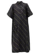 Matchesfashion.com Ganni - Mini Floral Print Side Slit Linen Blend Dress - Womens - Black Multi