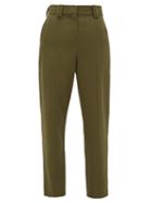 Matchesfashion.com Balmain - Carrot-leg Grain De Poudre Trousers - Womens - Khaki