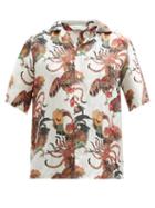 Mens Rtw Nipoaloha - Cockerel-print Silk Short-sleeved Shirt - Mens - White Multi